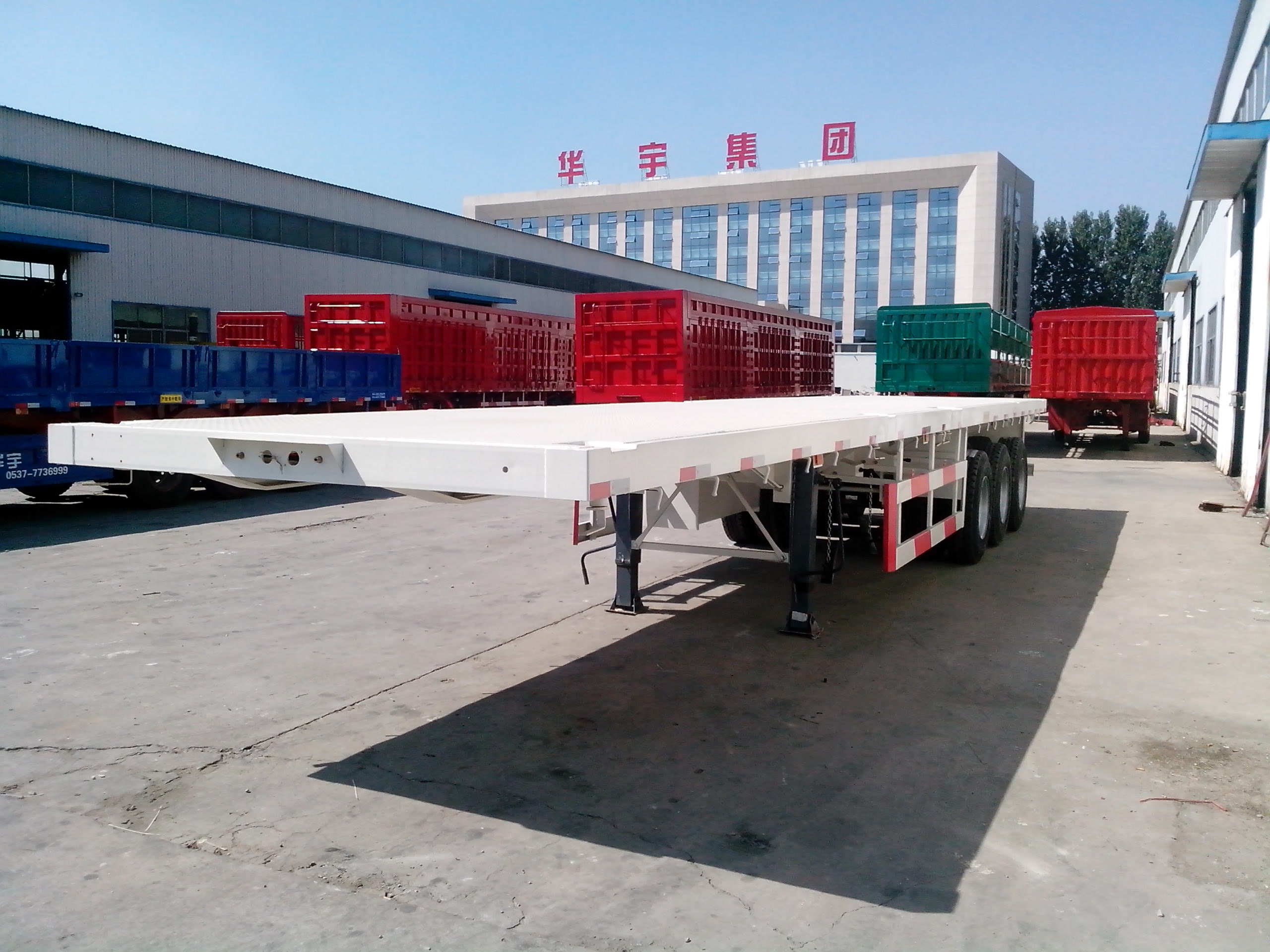 40FT 3 Axle Flatbed Semi Truck Trailer Container Semi ...